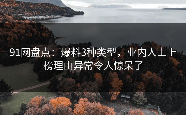 91网盘点：爆料3种类型，业内人士上榜理由异常令人惊呆了