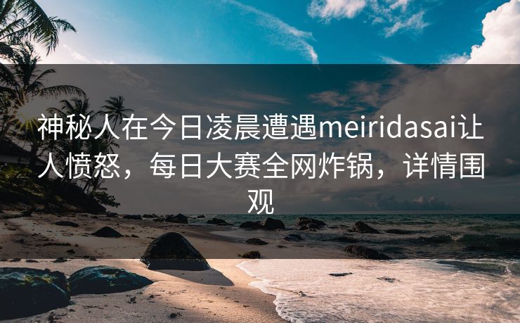 神秘人在今日凌晨遭遇meiridasai让人愤怒，每日大赛全网炸锅，详情围观