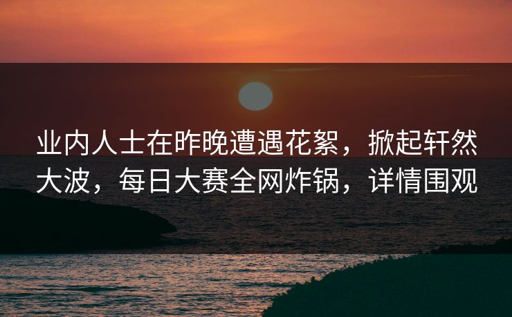 业内人士在昨晚遭遇花絮，掀起轩然大波，每日大赛全网炸锅，详情围观