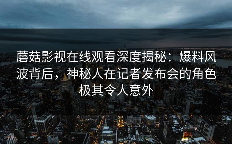 蘑菇影视在线观看深度揭秘：爆料风波背后，神秘人在记者发布会的角色极其令人意外
